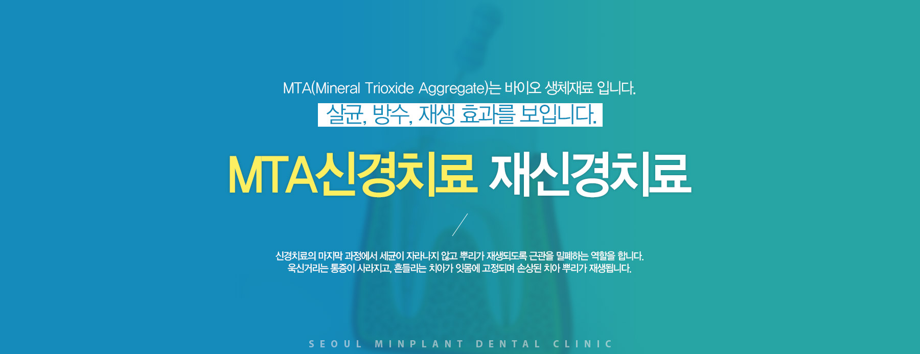 MTA(Mineral Trioxide Aggregate) ̿ ü , ,  ȿ ̸, Űġ    ڶ ʰ Ѹ ǵ ٰ ϴ  մϴ.